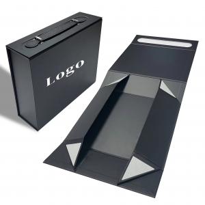 Recyclable Collapsible Coffrets Cadeaux Luxury Gift Packaging Folding Box With Leather Handle for Jewelry Gift