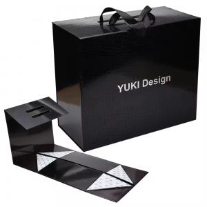 Black Magnetic Folding Paper crocodile Skin Gift Box Handbag Custom Electronic Products Packaging Custom with Logo Printed